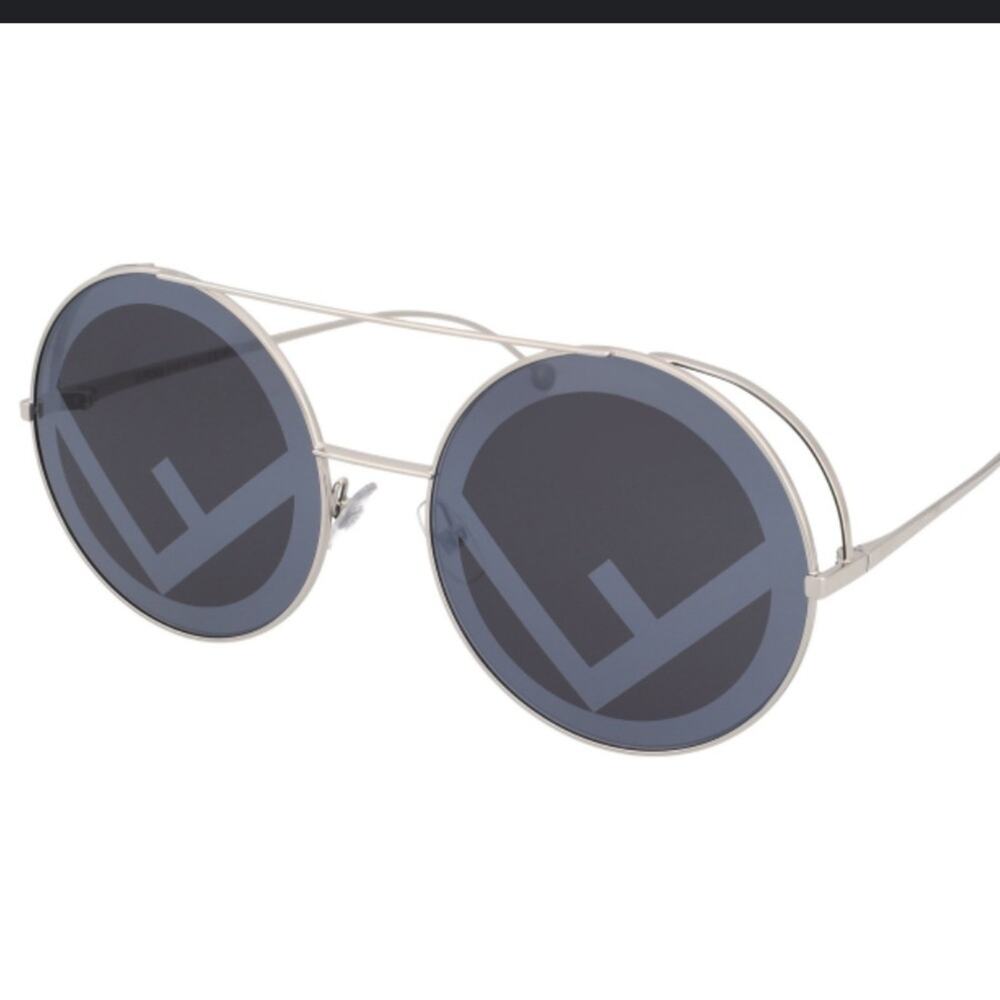 Authentic Fendi Run Away Round Metal Sunglasses with F Logo